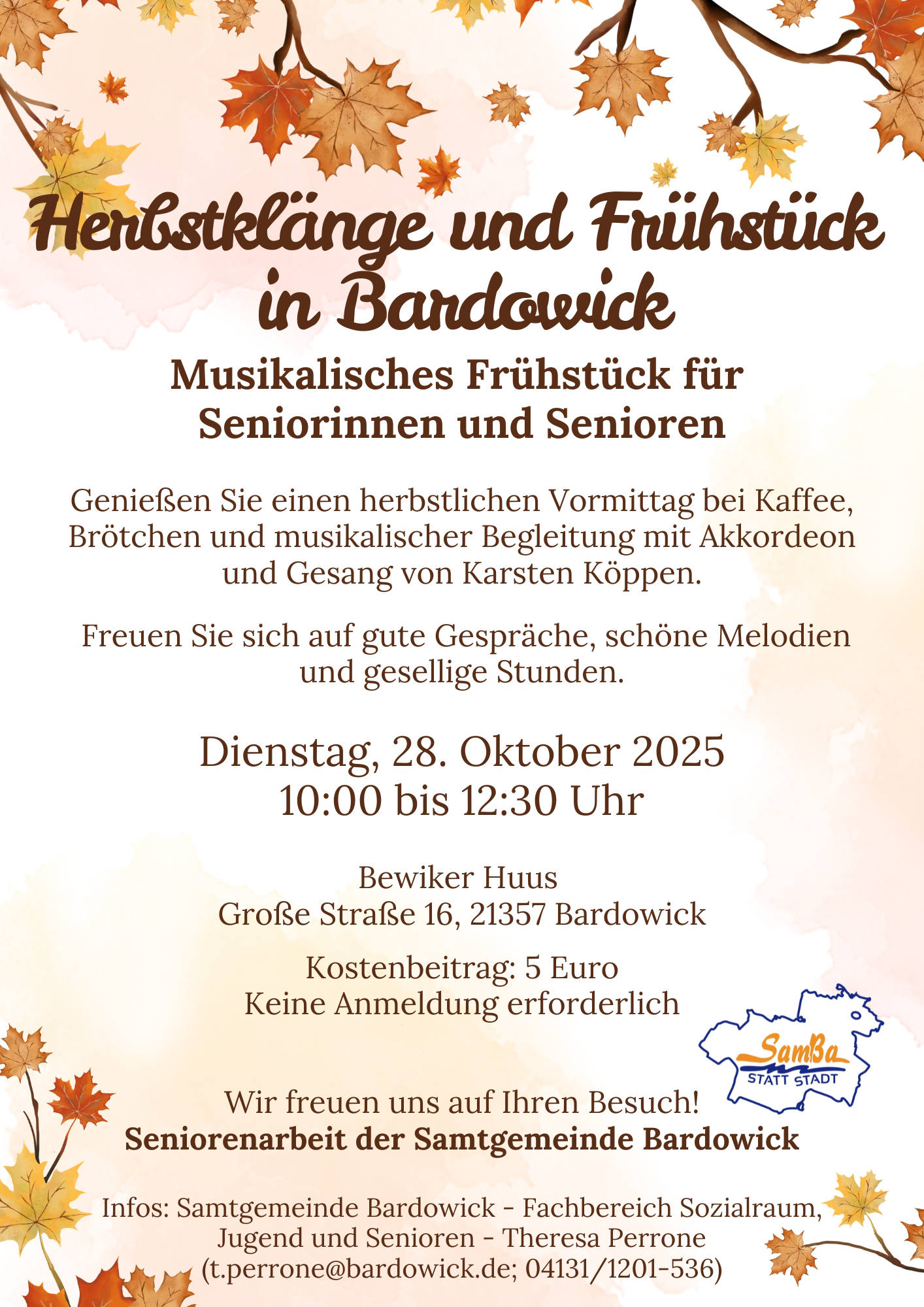 Herbstliches Seniorenfrühstück mit Musikalischer Begleitung -